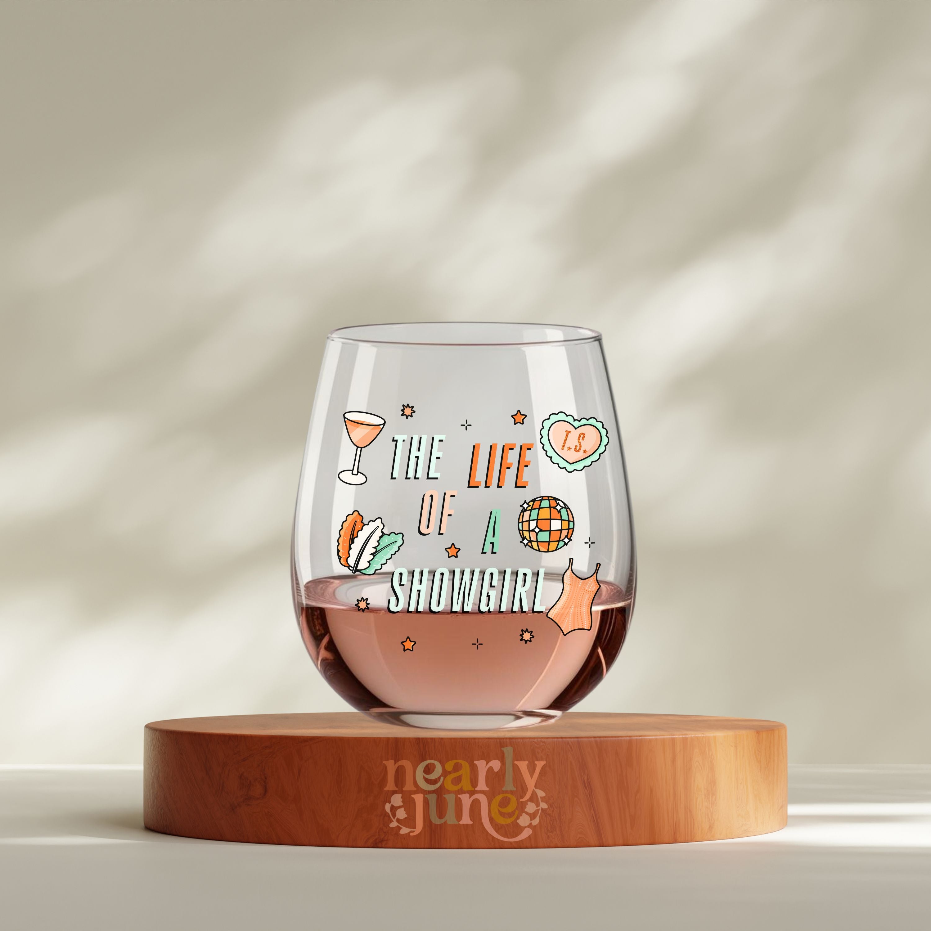 Taylor Swift TS12 The Life of a Showgirl Wine Glass | Nearly June Design Co